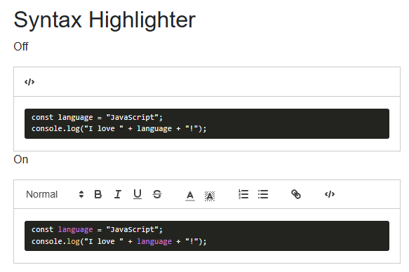 Syntax Highlighter Example