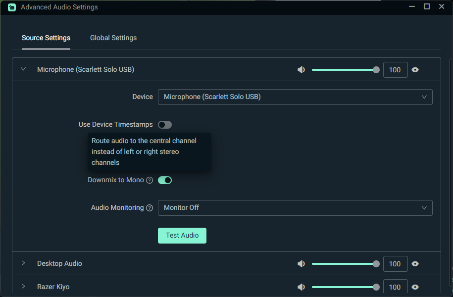 Advanced Audio Settings