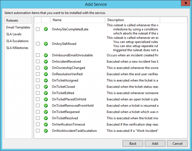 AE Automation AddService Rulesets