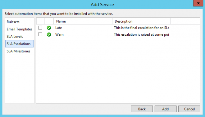 AE Automation AddService SLAEscalations