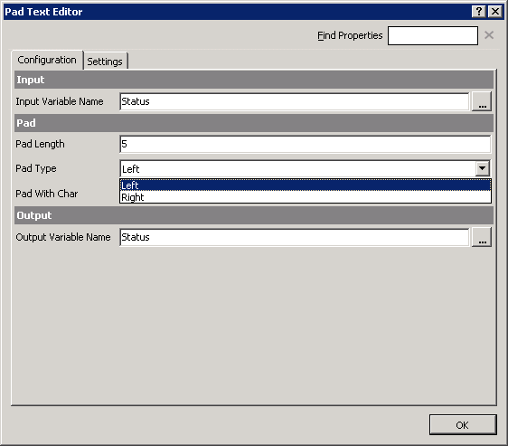 Components - PadText - Configuration