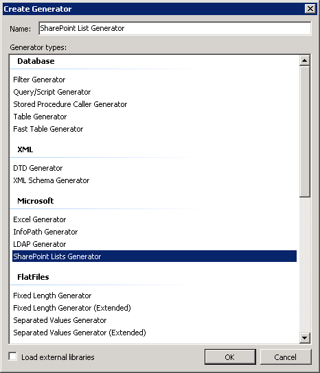 Create Generator - Sharepoint List Generator