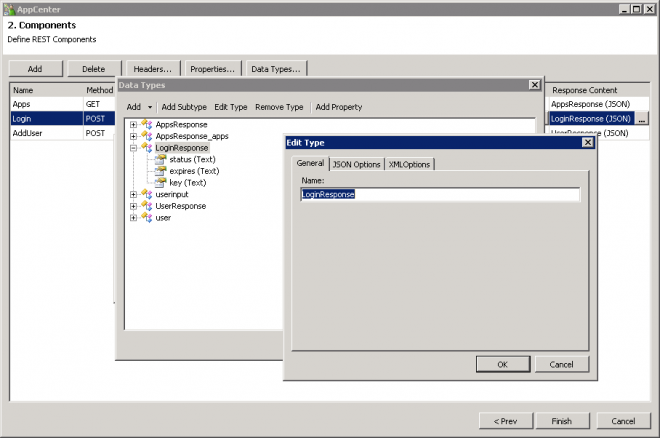 REST Integration Library - 2 Components - Data Tyoes - Edit Type