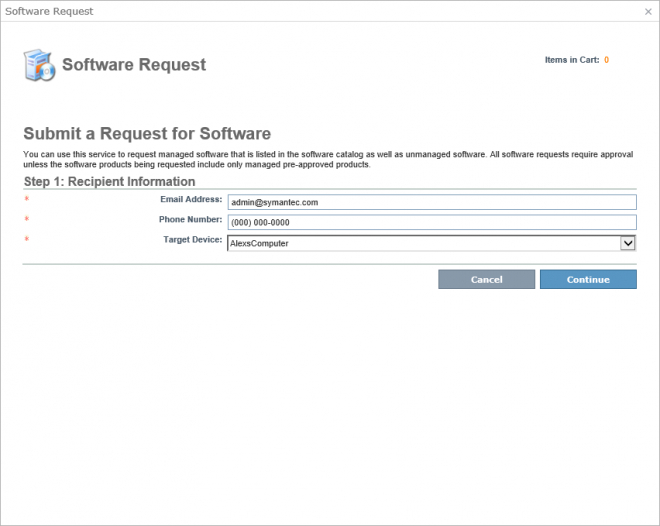 SoftwareRequest Submission Step1