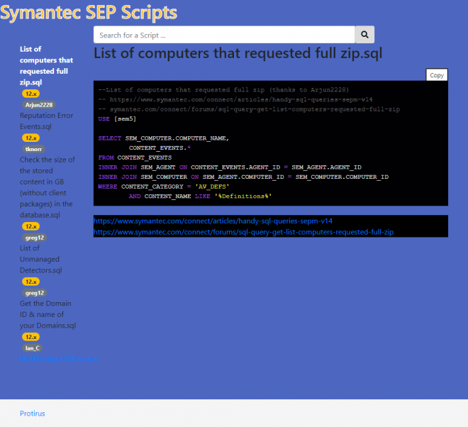 Symantec SEP Scripts