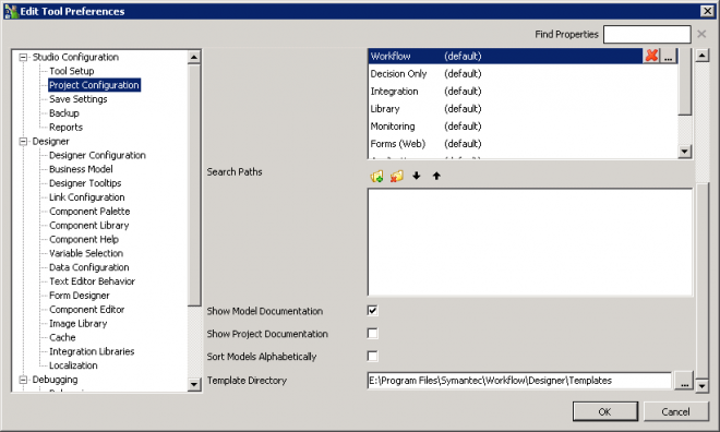 Task Tray Settings - Edit Tool Preferences - Studio Configuration - Project Configuration