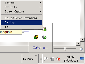 Task Tray Settings - Settings