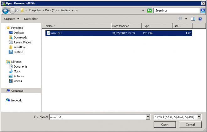 Workflow Plugins Powershell OpenFile